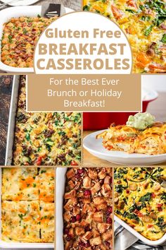 an assortment of breakfast casseroles gluten free Savory Breakfast Ideas Gluten Free, Glutton Free Breakfast Ideas, Gluten Free Christmas Breakfast Casserole, Gf Dairy Free Breakfast Ideas, Aip Breakfast Casserole, Easy Breakfast Ideas Gluten Free, Gluten Free Christmas Brunch, Gluten Free Brunch Casserole, Dairy Free Gluten Free Breakfast