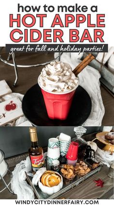 how to make a hot apple cider bar great for fall and holiday parties with free printables