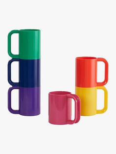 Set of 6 mugs in the colors of the rainbow. Massimo Vignelli, Melamine Dinnerware, Country Interior, Heat Lamps, Warming Drawer, Design Within Reach, Microwave Oven, Commercial Interiors, Cups And Mugs