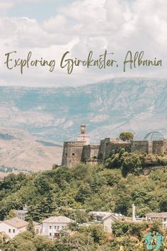 an old castle sitting on top of a lush green hillside with the words exploring glyderster almuni above it