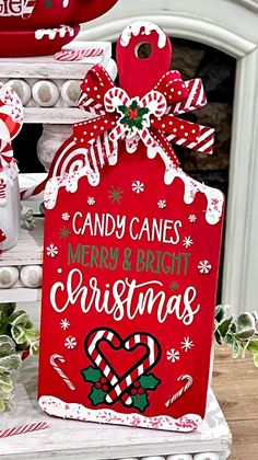 candy canes merry and bright christmas sign