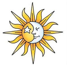 the sun and moon are depicted in this drawing