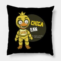 a black pillow with an image of a cartoon character on it's face and the words chicago fan