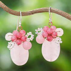 Elegant and feminine, this beautiful pair of earrings comes from the creative mind of artisan Nareerat. Expertly crafted by hand in Thailand, a stunning cluster of dyed pink quartz and glass beads decorate each earring, which are accentuated with copper wire that hangs from sterling silver hooks. The artisan completes the attractive design with a high polish finish. Earring Ideas, Creative Mind, Pink Gemstones, Fabulous Jewelry, Beaded Dangle Earrings, Pink Quartz, Beads And Wire, Beaded Dangles, Jewelry Packaging