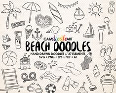 beach doodles hand drawn doodles and elements