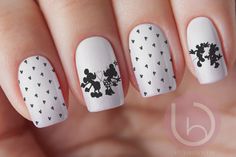 Disney Mickey & Minnie  Nail Decal Nail Design Nails Press Nails Design Disney, New Nails Design, Disney World Nails, Frozen Nails, Glitter French Manicure, New Nail Designs, Disney Villain