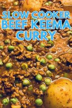 slow cooker beef keema curry with peas