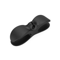 a black plastic object on a white background