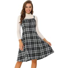 Made of soft and lightweight fabric, this simple vintage dress features plaid patterns with many trendy details. This cute plaid dress is preppy school style and casual, and easy to be paired with different tops or sweaters, for women, ladies, or students. Pair it with tops and blouses in spring, summer, and fall or with sweaters in winter to keep warm. Suitable for casual daily, school day, cafe or tea time, office working, interview, shopping, weekend, dating, party, street style, graduation c Party Street Style, Work Aesthetic, Preppy School, Midi Dress Style, School Style, Graduation Ceremony, Pinafore Dress, Vintage Plaid, Overall Dress