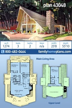 the floor plan for this home is shown in blue and white, with two levels to each