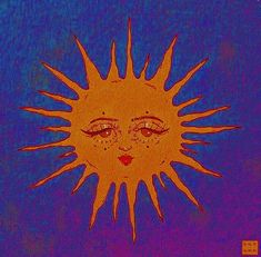 a drawing of a sun with the face of a woman