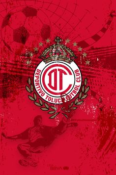 an image of a soccer team logo on a red background with grungy paint