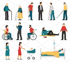 Barrier Free Design, Human Vector, Disabled People, Pregnant Woman, Pregnant Women, Icon Set, Icon Design, Vector Illustration, Human