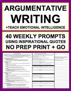 an argument writing poster with the words argument written in black and yellow on purple background