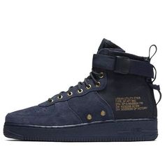 Nike SF Air Force 1 Mid 'Obsidian' 917753-400 (AF1/SNKR/Unisex) Navy Leather Custom Sneakers For Streetwear, Nike Custom Navy Leather Sneakers, Custom Navy Leather Nike Sneakers, Af1 Mid, Nike Sf Air Force 1, Nike Sf Af1, Nike Sf, Air Force 1 Mid, Stylish Sneakers