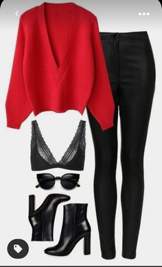 Fashion Forward Outfits, Red Sweater, Looks Chic, 가을 패션, Kettlebell, New Girl, Outfits Casuales