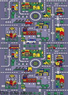 a map with cars and trucks on it for kids to learn how to play the game