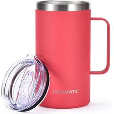 thermos cup with lid and handle is next to it