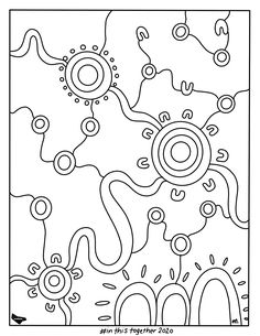 a black and white drawing of an abstract landscape with swirls, circles and dots