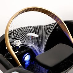 the inside of a car with water spewing out of it