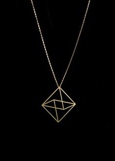 The Octahedron pendant is part of The Edges Collection. Inspired by a simple line drawing, the two-dimensional octahedron shape creates the illusion of geometry in three dimensions. The visual ambiguity results in wearable art that is light and minimal, understated yet unique. Available as either 14K gold-plated with a gold-filled chain or stainless steel with a sterling silver chain. All chains are 18". The Edges collection is created through a process of photochemical etching. Geometric Minimalist Formal Jewelry, Minimalist Pyramid-shaped Jewelry For Gifts, Geometric 14k Gold Jewelry, Geometry Jewelry, Simple Line Drawing, Geometry Shape, Simple Line Drawings, Geometric Pendant, Jewelry Pendant