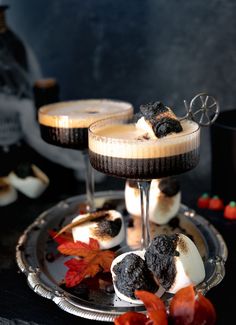 Toasted Marshmallow Espresso Martini that’s fall inspired.  A fun twist on a delicious cocktail that’s made with toasted marshmallow syrup and served with a flamed garnish that’s sure to be a party hit with guests! Toasted Marshmallow Syrup, Marshmallow Syrup, Halloween Food For Adults, Martini Flavors, Holiday Party Drinks, Biscoff Cookie Butter, Refreshing Summer Cocktails, Delicious Drink Recipes