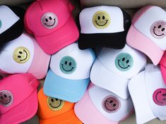 These super fun, trucker hats with a smile face patch are perfect for the beach, being poolside, or a summer day. About the hat: - Adjustable: Fit any size - Mesh back We want to see how you style your hat! Be sure to tag us in your picture on Instagram @ErickasElectricEdits :) Trendy Baseball Cap With Uv Protection, Fun Baseball Cap With Uv Protection, Cute Beach Trucker Hat, Playful Summer Snapback Hat, Fun Snapback Trucker Hat, Fun Snapback Hat For Vacation, White Fun Hat With Uv Protection, Fun White Hats With Uv Protection, Fun White Hat With Uv Protection