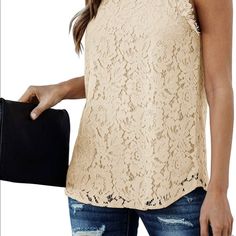 Nwt Sleeveless Lace Crochet Top Top Is Not A Vici, I Listed It Under Vici To Show Exposure Beige Lace Tank Top For Summer, Chic Sleeveless Non-stretch Blouse, Beige Lace Top Tank For Summer, Summer Beige Lace Top Tank Top, Chic Non-stretch Sleeveless Blouse, Chic Sleeveless Lace Top Camisole, Casual Non-stretch Lace Top, Spring Crochet Lace Camisole, Sleeveless Stretch Lace Top