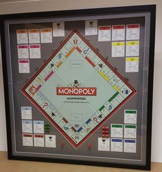 a monopoly board game is displayed on the wall