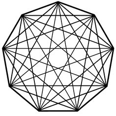 a black and white drawing of an octagon shape with lines on the sides