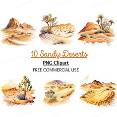 10 sandy desert cliparts with free commercial use for your design projects or scrapbook