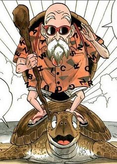 an old man sitting on top of a turtle