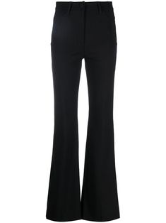 jet black stretch-design high-waisted belt loops front button and zip fastening classic five pockets bootcut Theory Clothing, Era Tour, Bootcut Trousers, Tour Outfits, Business Pants, Clothes Aesthetic, Bootcut Pants, High Waist Bottoms, Black Trousers