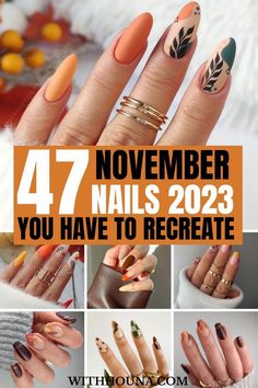 November Nail Art, November Nails Colors, November Nails Fall, Thanksgiving Nails Color, Thanksgiving Nails Design Fall, November Nail, November Nail Designs, Nails November, Fall Thanksgiving Nails