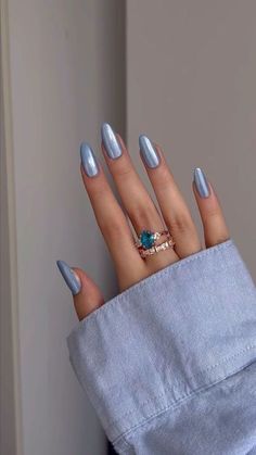 Nail Polish, Nails, Ring, Blue