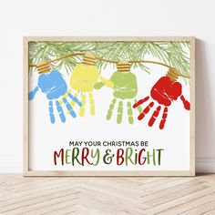 Christmas Handprint Art | Christmas Lights Craft For Preschoolers | Ollie + Hank Handprints For Christmas, Child Hand Print Christmas Art, Sibling Christmas Crafts Hand Prints, Kids Gifts To Grandparents Christmas, Hand Print Christmas Decorations, Hand Footprint Christmas Art, Kids Crafts For Grandparents Christmas, Preschool Christmas Craft Gifts, Hand Prints Christmas Crafts