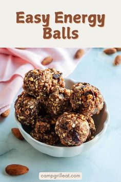 This easy energy balls recipe is a great make-ahead recipe for energy bites that are perfect for anywhere you need a portable snack--on a hike, post-workout, or just an afternoon boost. Try these no-bake energy balls the next time you need an easy snack. Energy Bites With Dates, Easy Energy Balls, Cadbury Fruit And Nut, Easy Energy Bites, Energy Balls Recipe, Camping Meal, Campfire Desserts, Fruit And Nut Bars