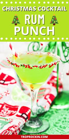 Green Rum Cocktails, Green Boozy Punch, Alcoholic Green Punch, Green Rum Punch, Christmas Theme Cocktails Party Drinks, Christmas Punch Bowl Recipes Alcholic, Easy Christmas Alcoholic Punch, Grinch Punch With Alcohol, Christmas Drink Recipes Alcoholic Holiday Punch