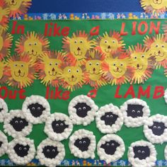 a bulletin board decorated with sheep and sunflowers for the school's class