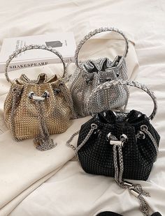 Women's Evening Bag Bucket Bag Clutch Bags for Evening Wedding Party with Crystals Large Capacity Large Capacity Pouch Evening Bag For Party, Large Capacity Clutch Evening Bag For Party, Elegant Bucket Bag For Party, Elegant Silver Bucket Bag For Evening, Elegant Party Bucket Bag, Elegant Large Capacity Evening Bag, Large Capacity Party Bags, Gold Bag With Large Capacity For Parties, Elegant Bucket Pouch