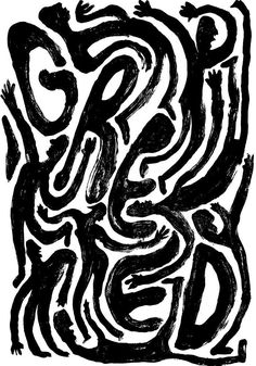 a black and white drawing of some type of abstract design with wavy lines on it