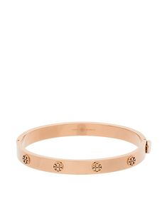 Rose gold-tone Miller hinge-stud bangle from TORY BURCH featuring engraved logo, push-lock fastening and all-over double T emblem. Rose Gold Bracelets, Tory Burch Bracelet, Hinge Bracelet, Latest Bracelets, Tory Burch Jewelry, Gold Bracelets, Tory Burch Miller, Hinged Bracelet, Rose Gold Bracelet