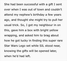 a poem written in black and white with the words she had been successful with a gift sent over when i was out of town and couldn't