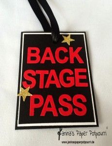 a black and red sign that says back stage pass with gold stars on the bottom