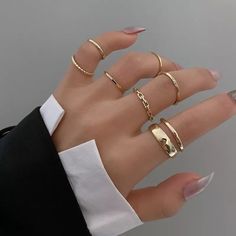 Seven Piece Set. Made Of Zinc Alloy. Only One Available, Buy Now! Follow My Store! Condition: New With Tags Fashion Ring Set, Gold Butterfly Ring, Gold Color Ring, Rings Jewelry Fashion, Trendy Ring, Punk Jewelry, Party Rings, Knuckle Rings, Gold Ring Sets