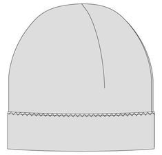 a drawing of a beanie hat with stitching on the front and back side