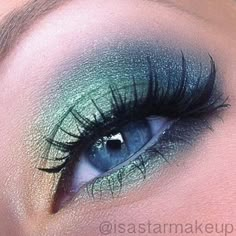 Peacock Makeup, Green Eye Makeup, I Heart Makeup, Eye Makeup Looks, Green Makeup, Green Eye, Beautiful Eye Makeup