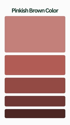 pinkish brown color chart with the names and colors