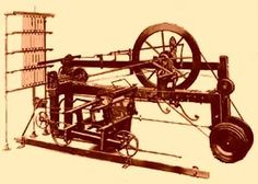 an old fashioned machine is shown in sepia tone, with wheels and spokes