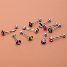 10pcs/Lot Surgical Steel Metal Tongue Rings Barbells Funny Nasty Picture Logo Signs Tongue Piercing Piercing Alla Lingua, Tongue Piercing Jewelry, Tongue Piercing, Tongue Rings, Picture Logo, Logo Sign, Steel Metal, Piercing Jewelry, Body Jewelry